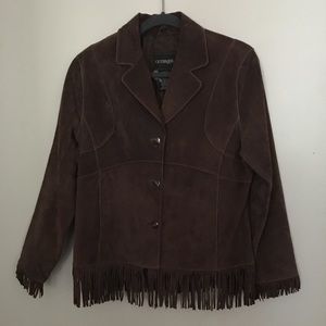 Vintage Brown True Suede Lined Fringe Coat